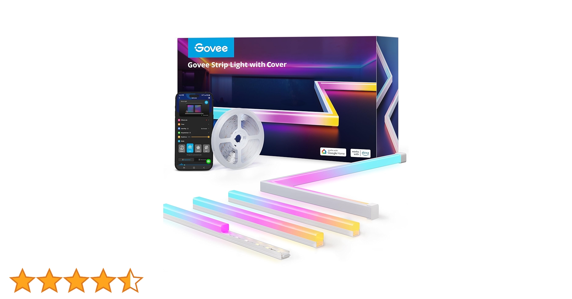 Govee 5M RGBIC LED Strip with Covers, Smart LED Lights Work with